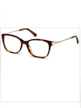 Swarovski tortoise and gold cat eyeglass frames with pear shaped crystal